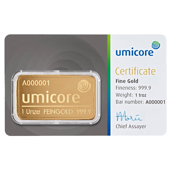 Umicore troy ounce goudbaar