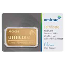 Umicore troy ounce goudbaar